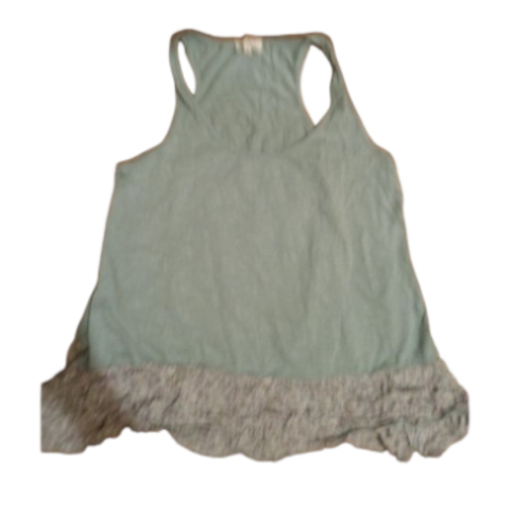 Umgee Green Floral Ruffled Tank Top Relaxed Fit